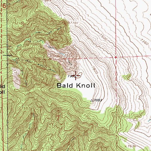 Topographic Map of Bald Knoll, UT