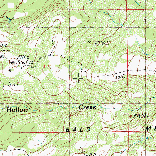 Topographic Map of Bald Mesa, UT