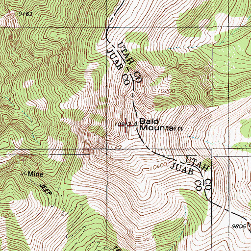 Topographic Map of Bald Mountain, UT