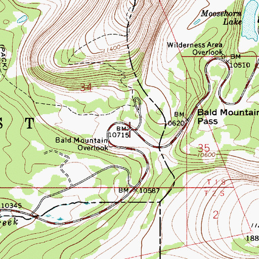 Topographic Map of Bald Mountain Overlook, UT