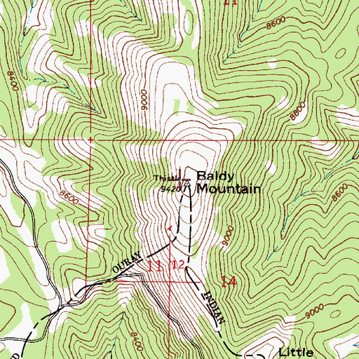 Topographic Map of Baldy Mountain, UT