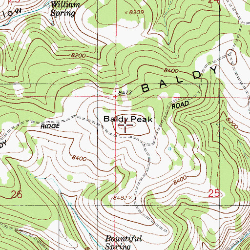Topographic Map of Baldy Peak, UT