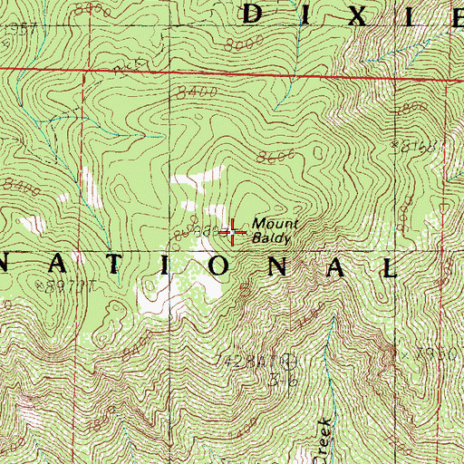 Topographic Map of Mount Baldy, UT