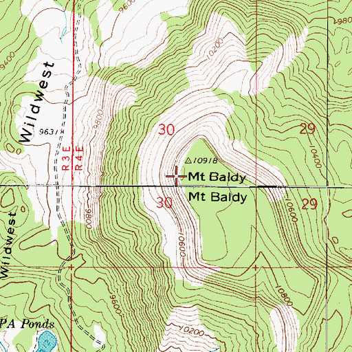 Topographic Map of Mount Baldy, UT