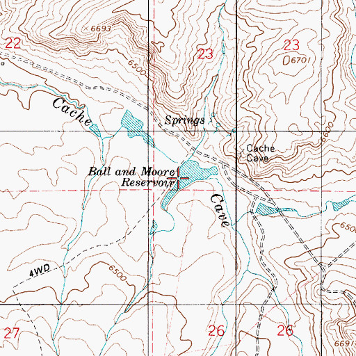Topographic Map of Ball and Moore Reservoir, UT