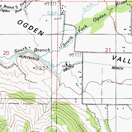 Topographic Map of Bally Watts Creek, UT
