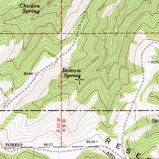 Topographic Map of Balsam Spring, UT