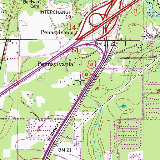 Topographic Map of Starlight Baptist Church, AL