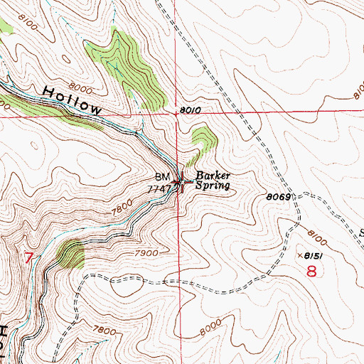 Topographic Map of Barker Spring, UT