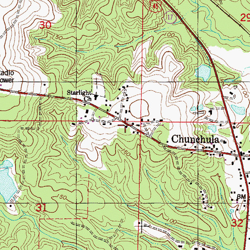 Topographic Map of Starlight Full Gospel Church, AL