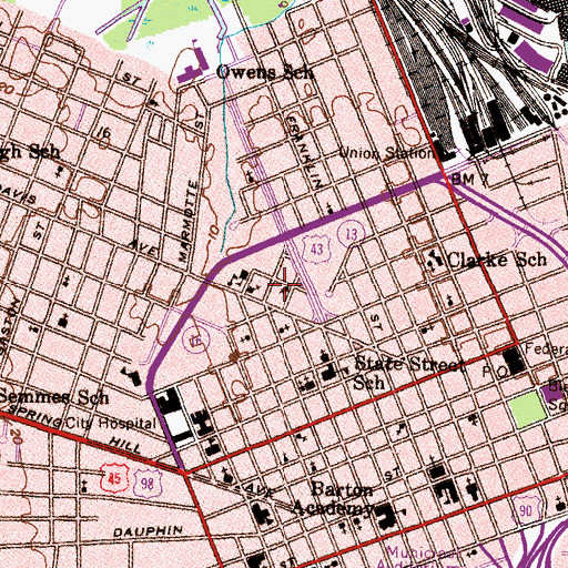 Topographic Map of Stone Street Baptist Church, AL