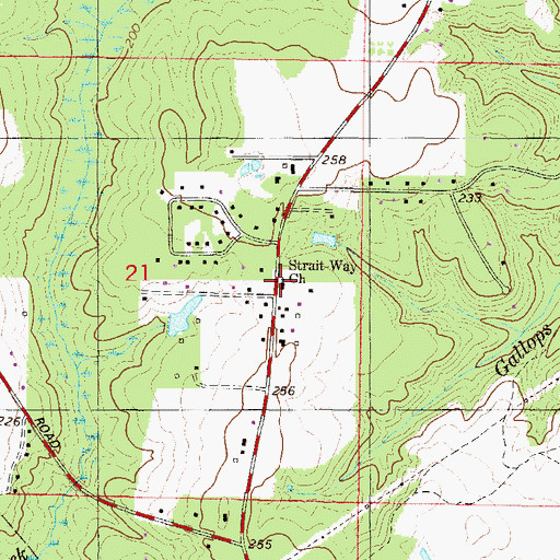 Topographic Map of Strait Way Church, AL