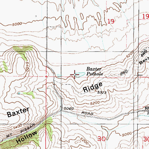Topographic Map of Baxter Pothole, UT