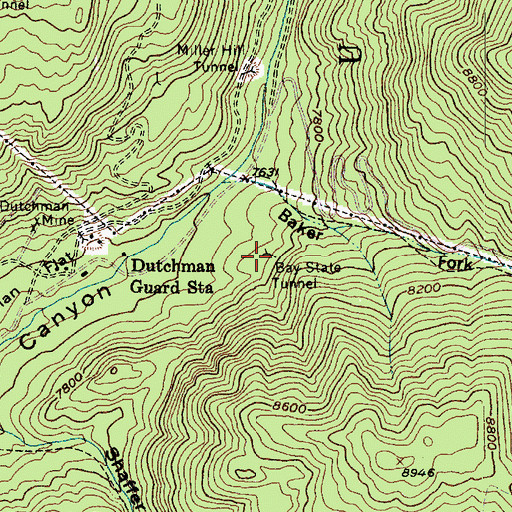Topographic Map of Bay State Tunnel, UT