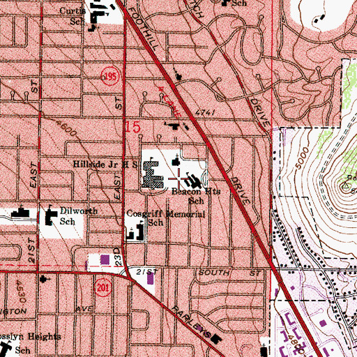 Topographic Map of Beacon Heights Elementary School, UT