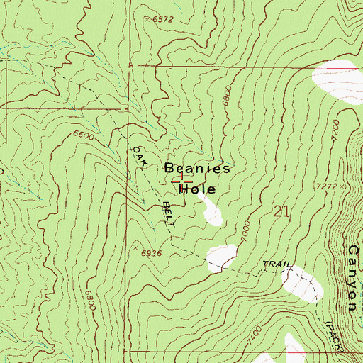 Topographic Map of Beanies Hole, UT