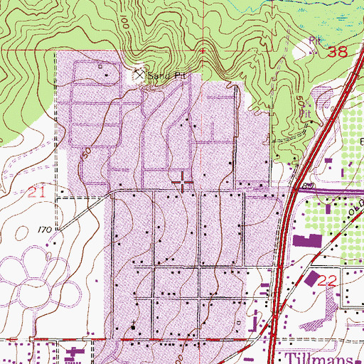 Topographic Map of Suburban Heights, AL