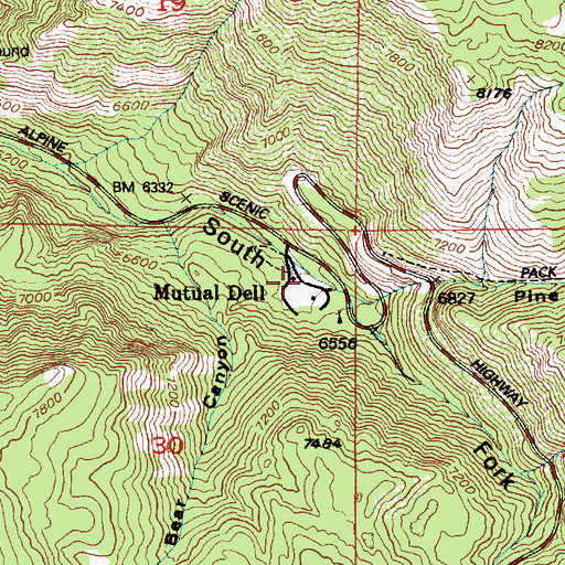 Topographic Map of Bear Canyon, UT