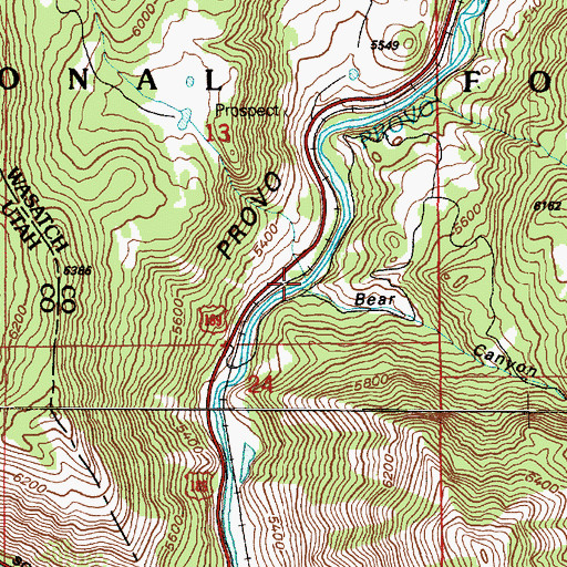 Topographic Map of Bear Canyon, UT