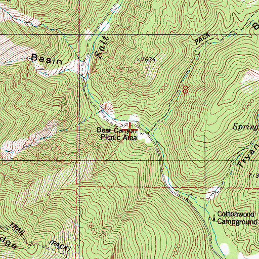 Topographic Map of Bear Canyon Picnic Area, UT