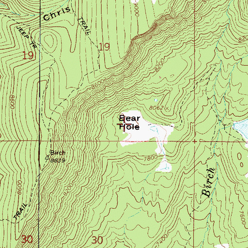 Topographic Map of Bear Hole, UT