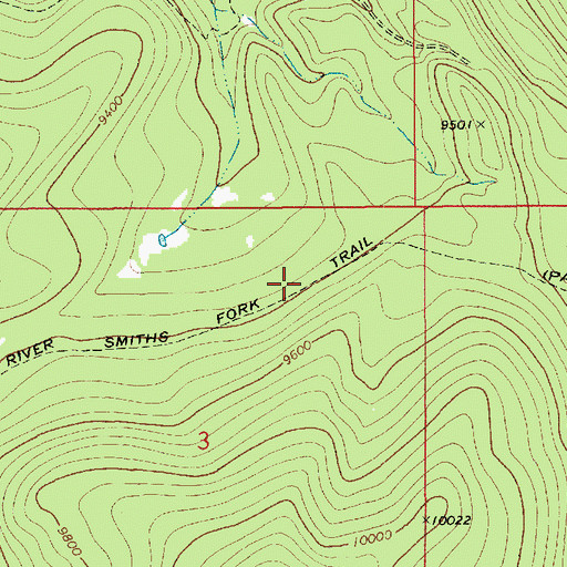 Topographic Map of Bear River Smiths Fork Trail, UT