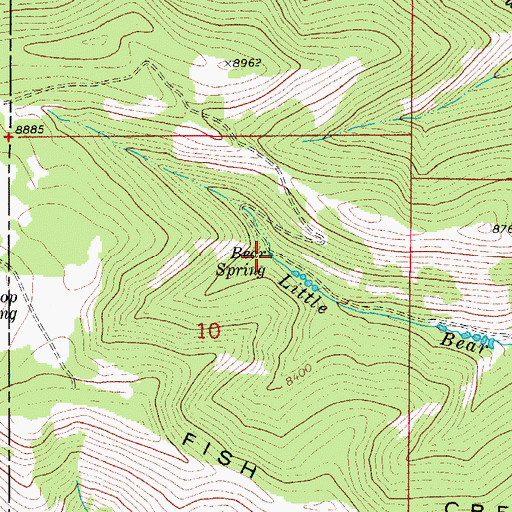 Topographic Map of Bear Spring, UT