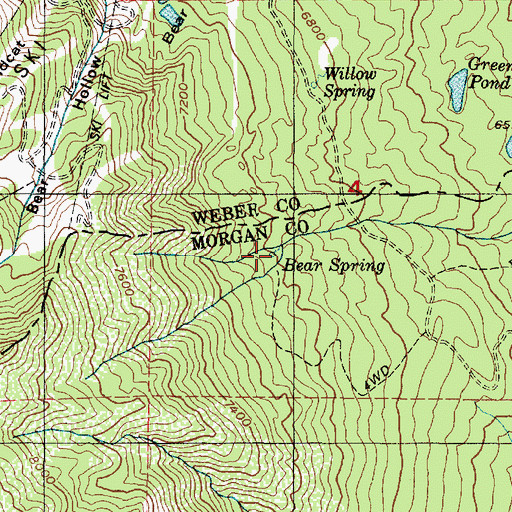 Topographic Map of Bear Spring, UT