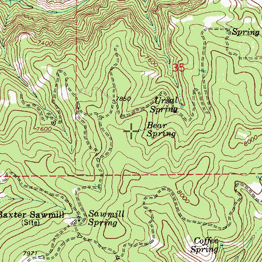 Topographic Map of Bear Spring, UT