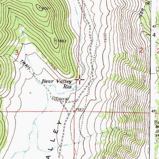 Topographic Map of Bear Valley, UT