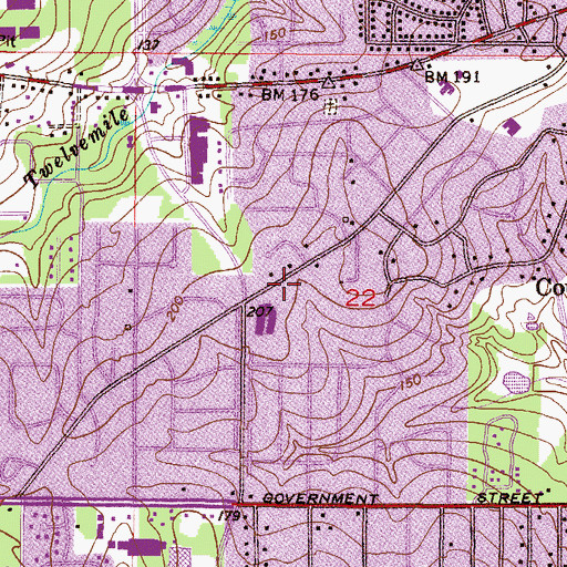 Topographic Map of Sunset Hills Evangelistic Church, AL
