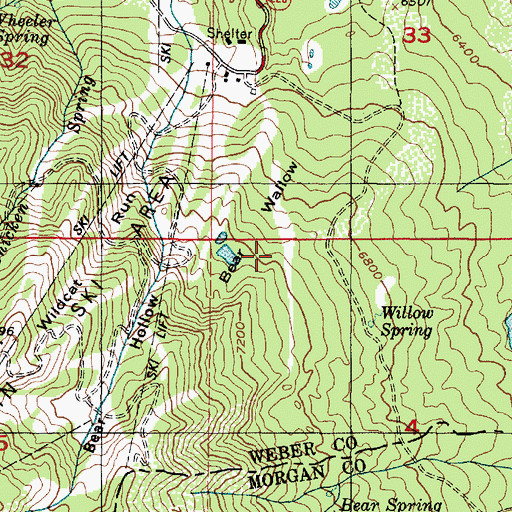 Topographic Map of Bear Wallow, UT