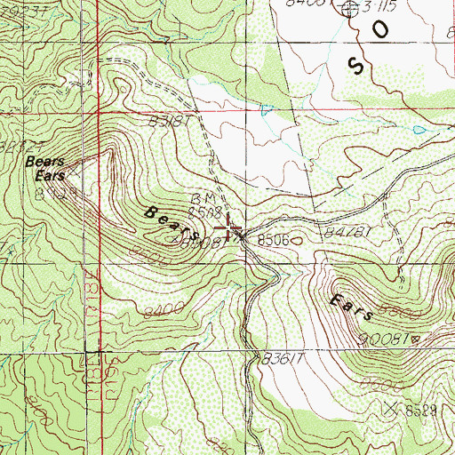 Topographic Map of Bears Ears, UT