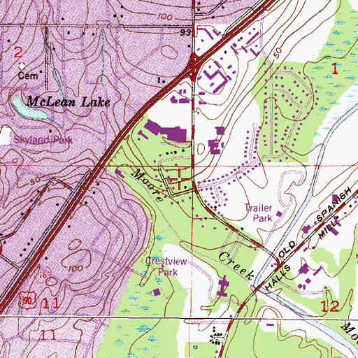 Topographic Map of Sunset Ranch, AL