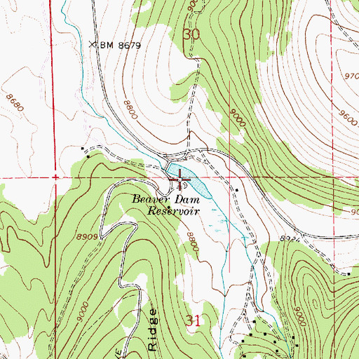 Topographic Map of Beaver Dam Reservoir, UT