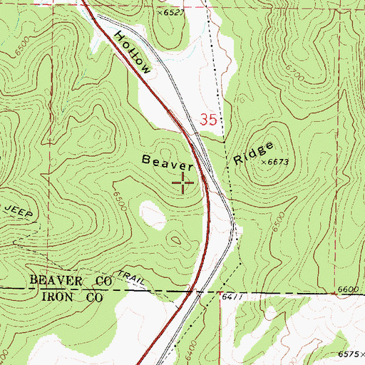 Topographic Map of Beaver Ridge, UT