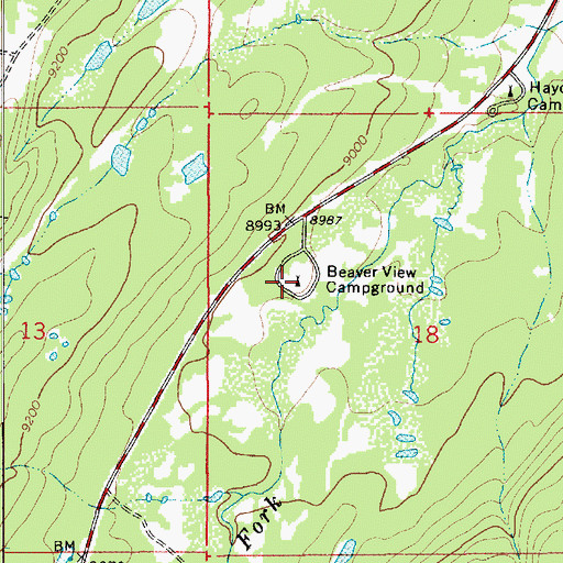 Topographic Map of Beaver View Campground, UT