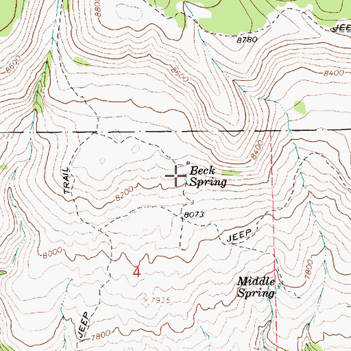 Topographic Map of Beck Spring, UT