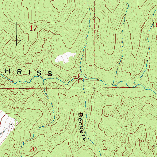 Topographic Map of Beckers Hollow, UT