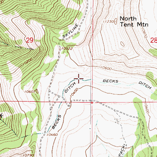 Topographic Map of Becks Ditch, UT