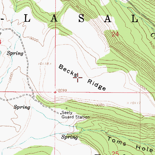 Topographic Map of Becks Ridge, UT