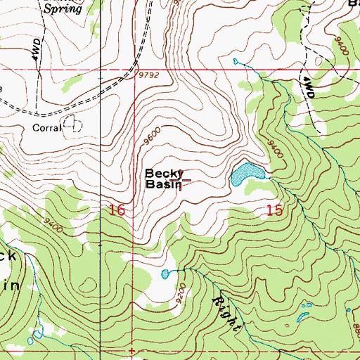 Topographic Map of Becky Basin, UT