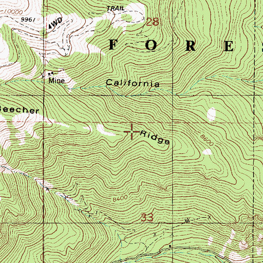 Topographic Map of Beecher Ridge, UT