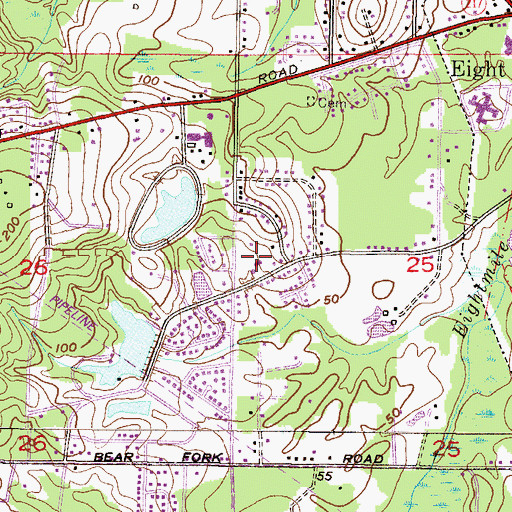 Topographic Map of Temple Baptist Church, AL