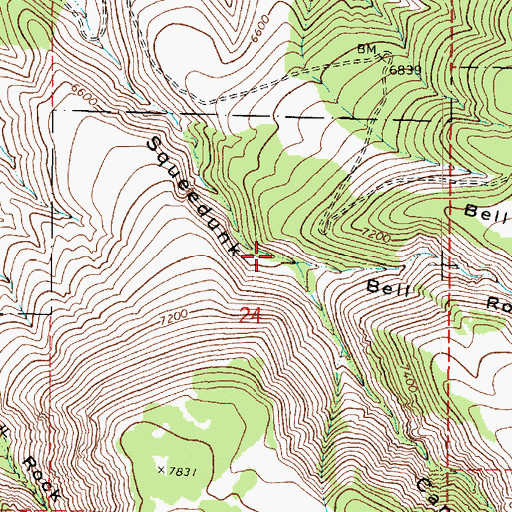 Topographic Map of Bell Rock Canyon, UT