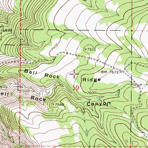 Topographic Map of Bell Rock Ridge, UT