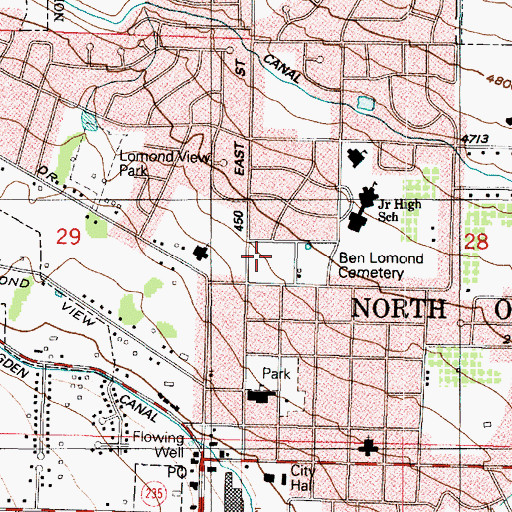 Topographic Map of Ben Lomond Cemetery, UT