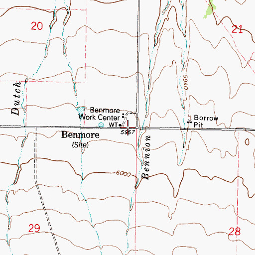Topographic Map of Benmore, UT