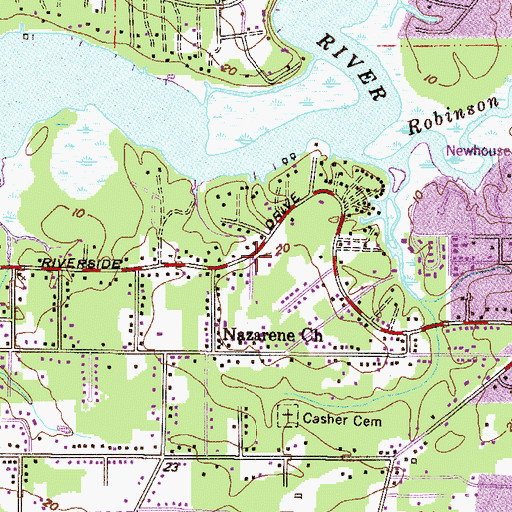 Topographic Map of Riverside Church of the Nazarene, AL