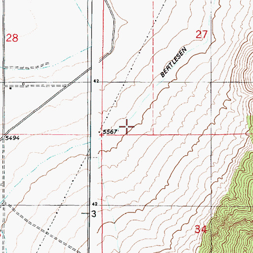 Topographic Map of Bertlesen Ditch, UT